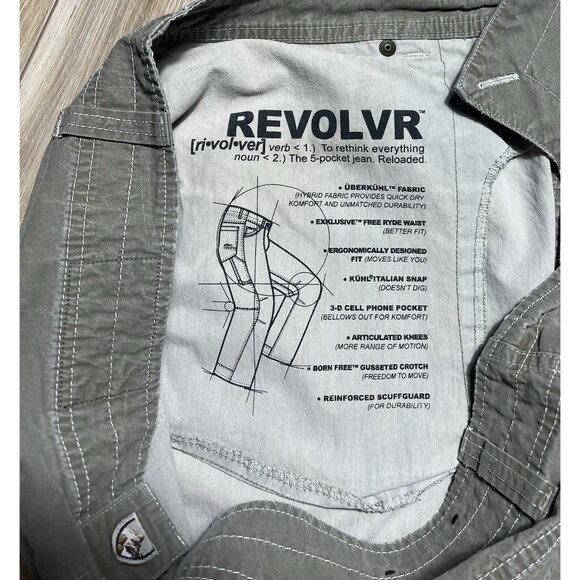 Kuhl Revolvr Khaki Outdoor Hiking Patina Dye Hybrid Pants - Men Size 38 X 32 - Picture 8 of 16